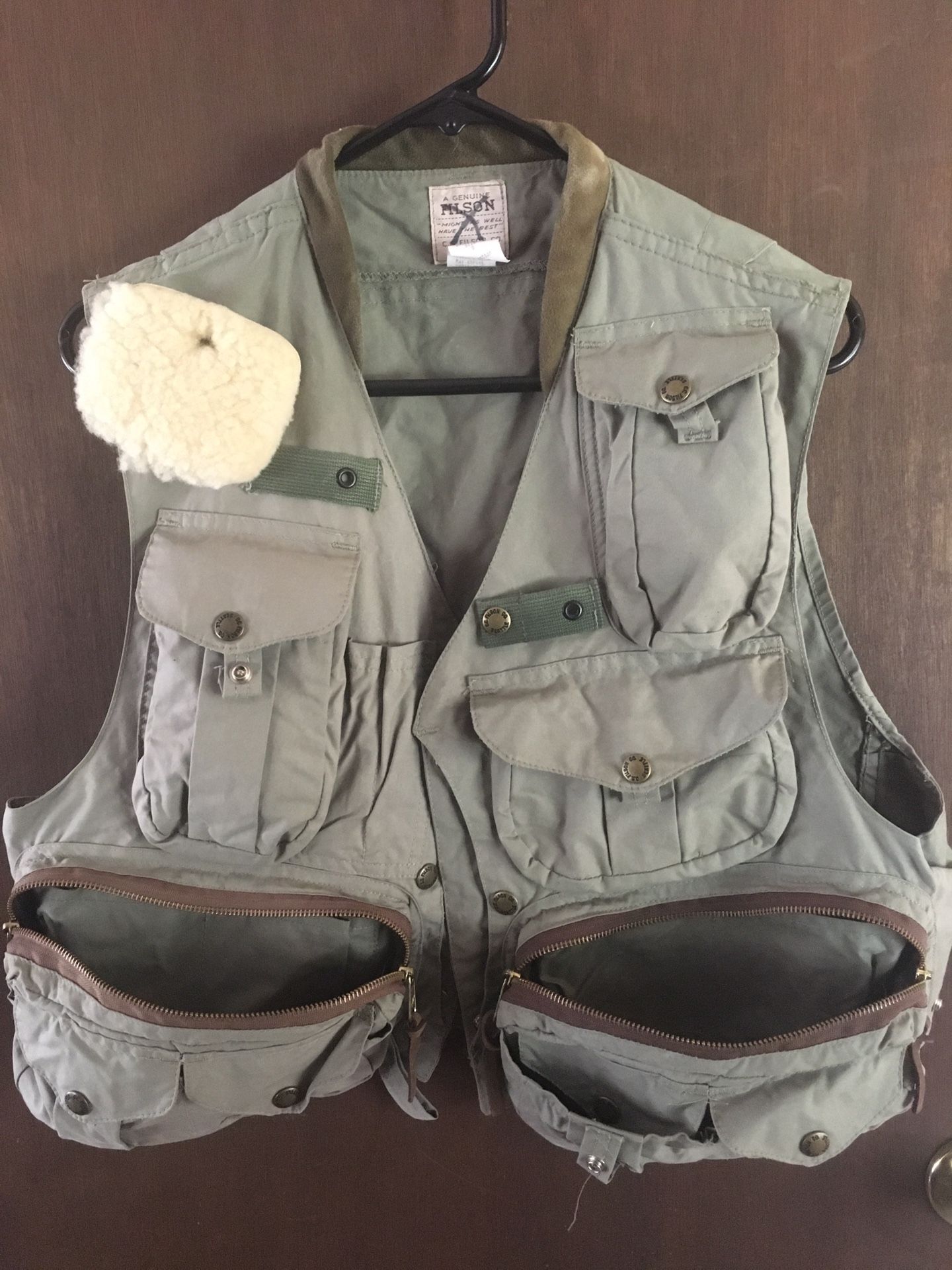 Vintage Filson Fly Fishing Guide Vest Green Fishing MADE IN USA Size S