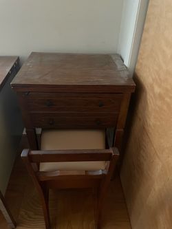 Antique sewing machine and table