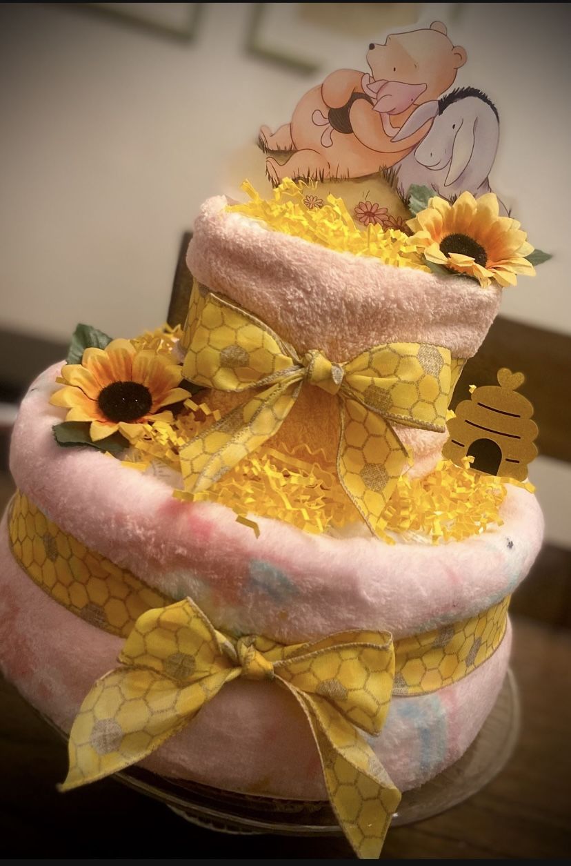 Baby Girl Winnie The Pooh Diaper Cake Baby Shower Gift