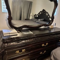 Antique Furniture With King Size Backboard 