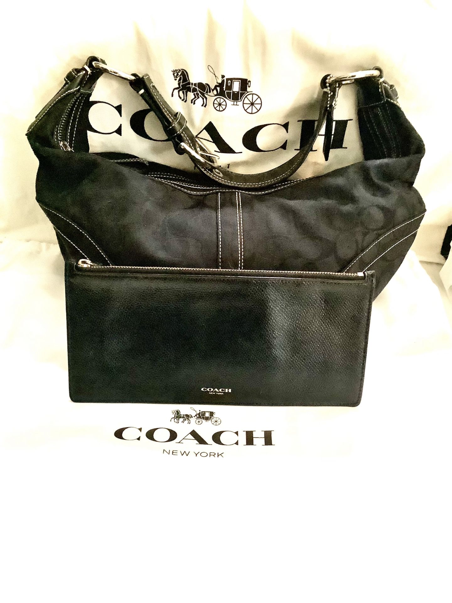 COACH Signature Hobo Jacquard Shoulder Bag & A Clutch