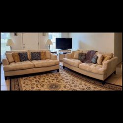 Micro suede beige sofa set.