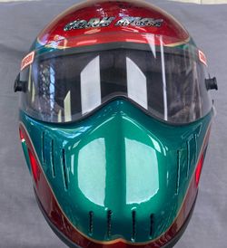Vintage Simpson Custom Painted Racing Helmet Signed 2001 Size 7 1/4 58cm