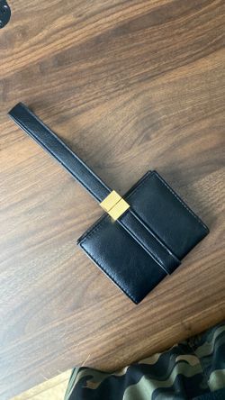 Black Leather Belt Bag with Gold Hardware