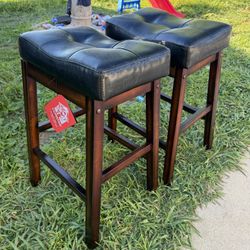 Coaster 25” Counter Height Bar Stools Set of 2 - Backless Saddle Barstools