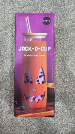Jack-o-Cup Glass Tumber With Straw