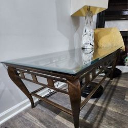 Heavy Glass Coffee Table – Wrought Iron Style, Very Sturdy