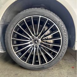 Mercedes 19" Staggered Bląck Machined Wheels 245/40R19 275/35R19 Continental Tires Package Deal