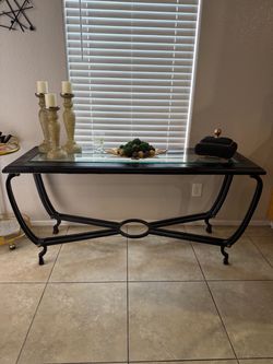 Glass Black Iron Sofa Length Table