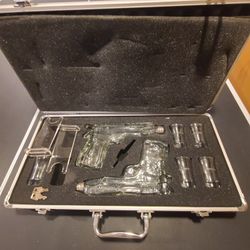 "Shots Club" Double 9 mil Pistol Decantors (With Glasses/stands/lockable Case)