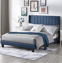 NEW! Navy Blue Queen Size Platform Bed + Mattress Included!! COMBO SALE!!!
