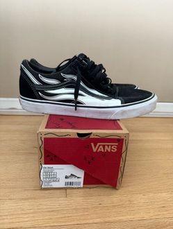 Vans Old Skool White Flames Skateboard Size 10.5