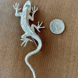 925 Sterling Silver Detailed Lizard Pin Vintage