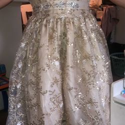 Girls party dress size 12 gold