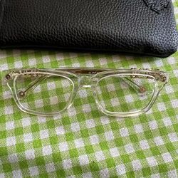 Chrome Hearts Clear Frame Glasses Gold Temples