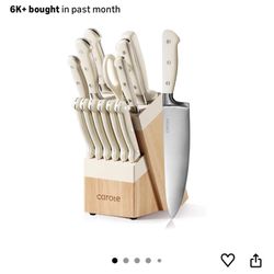 CAROTE 14 Pieces Knife Set with Block, Forged, High Carbon Stainless Steel Sharp Blade Block Knife