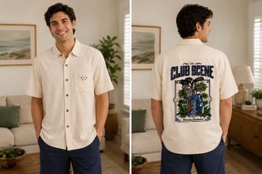 Tommy Bahama Club Scene Camp Shirt - Embroidered Golf Pocket Button-Up