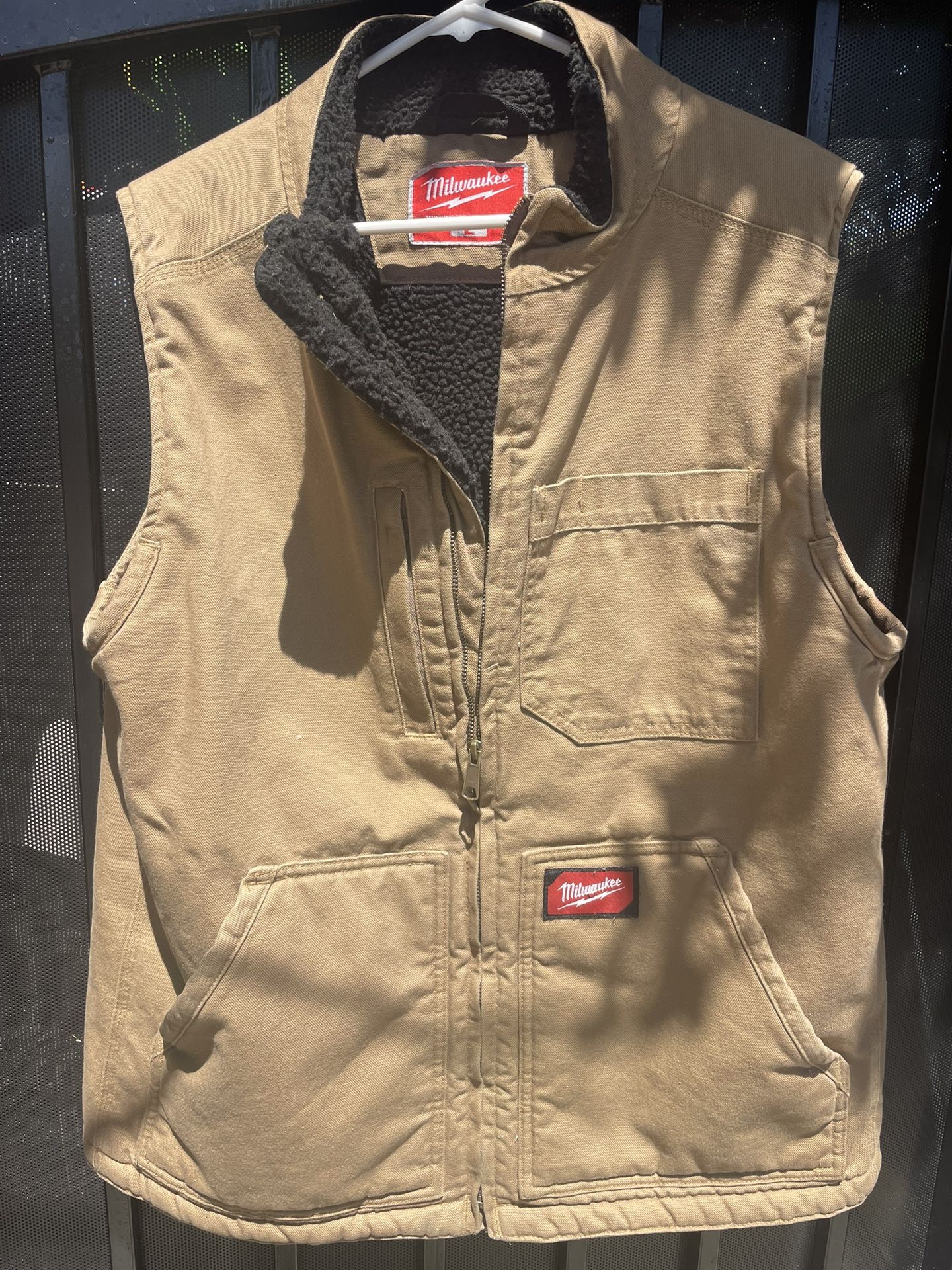 Milwaukee - Men’s Heavy Duty Sherpa Lined Vest Brown Size L Large