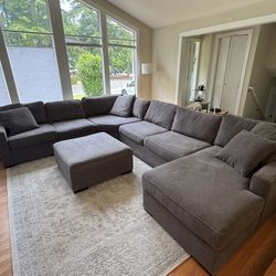 Sectional couch with storage ottoman 