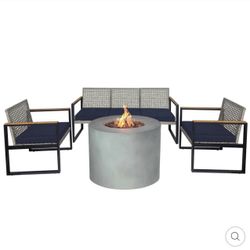 Kinger Home Loren 32-Inch Round Propane Fire Pit Table, Alloy Steel Outdoor Fire Pit with 50,000 BTUs, CSA Certified, Includes Lava Rocks and Weatherp