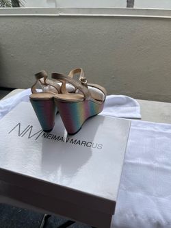 Neiman Marcus wedges for women new ,rainbow shoes # 5.5