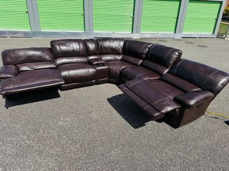 FREE DELIVERY - Large Leather Power Reclining Sectional Sofa – overall in usable Condition