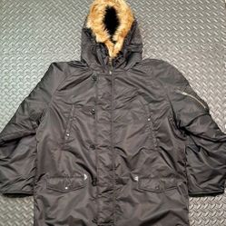HQ Issue down insulated coat with fur hood face trim size 2XL