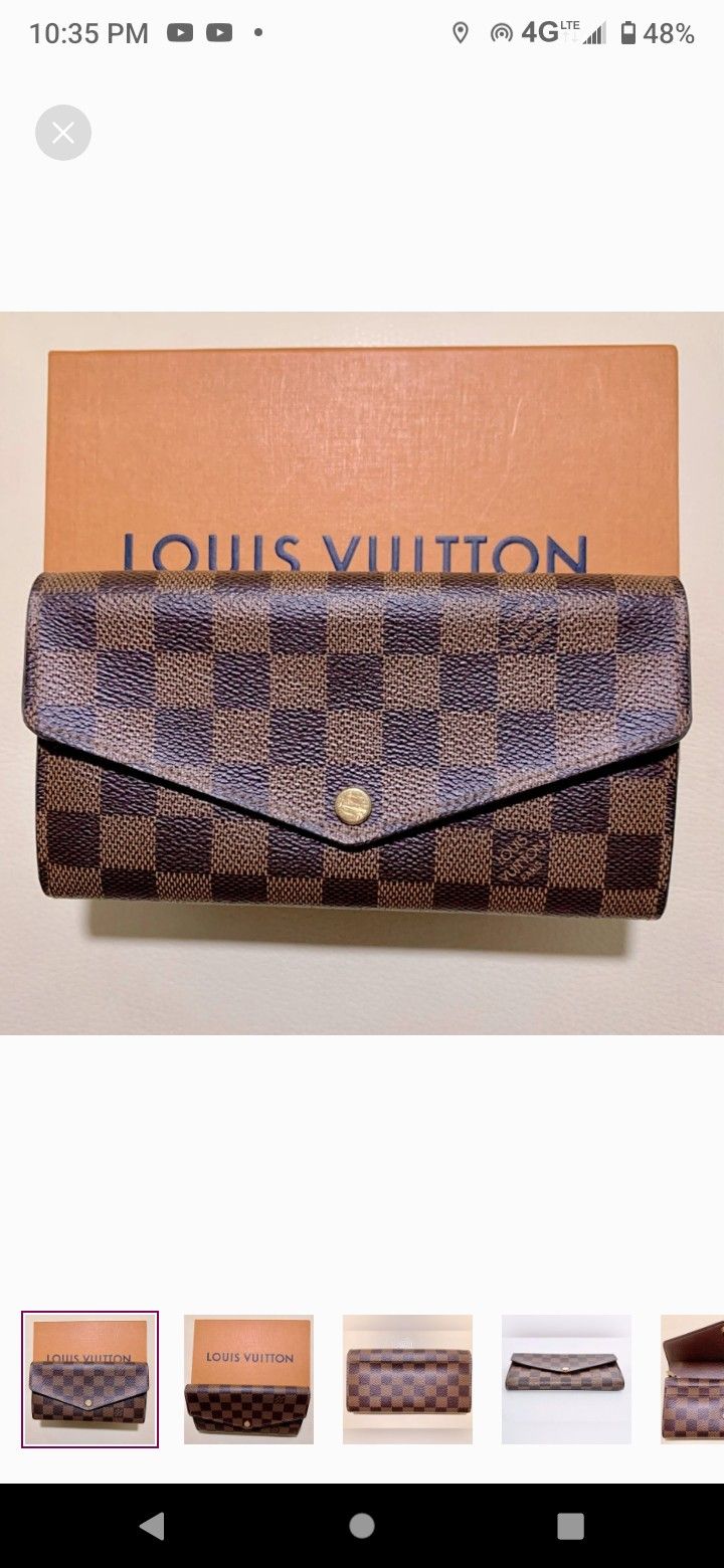 AUTHENTIC LV LOUIS VUITTON DAMIER EBENE PORTEFEUILLE SARAH BIFOLD LONG WALLET