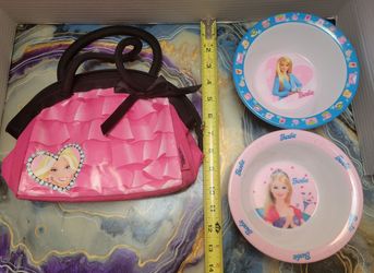 Barbie purse lunch bag & 2 barbie bowls