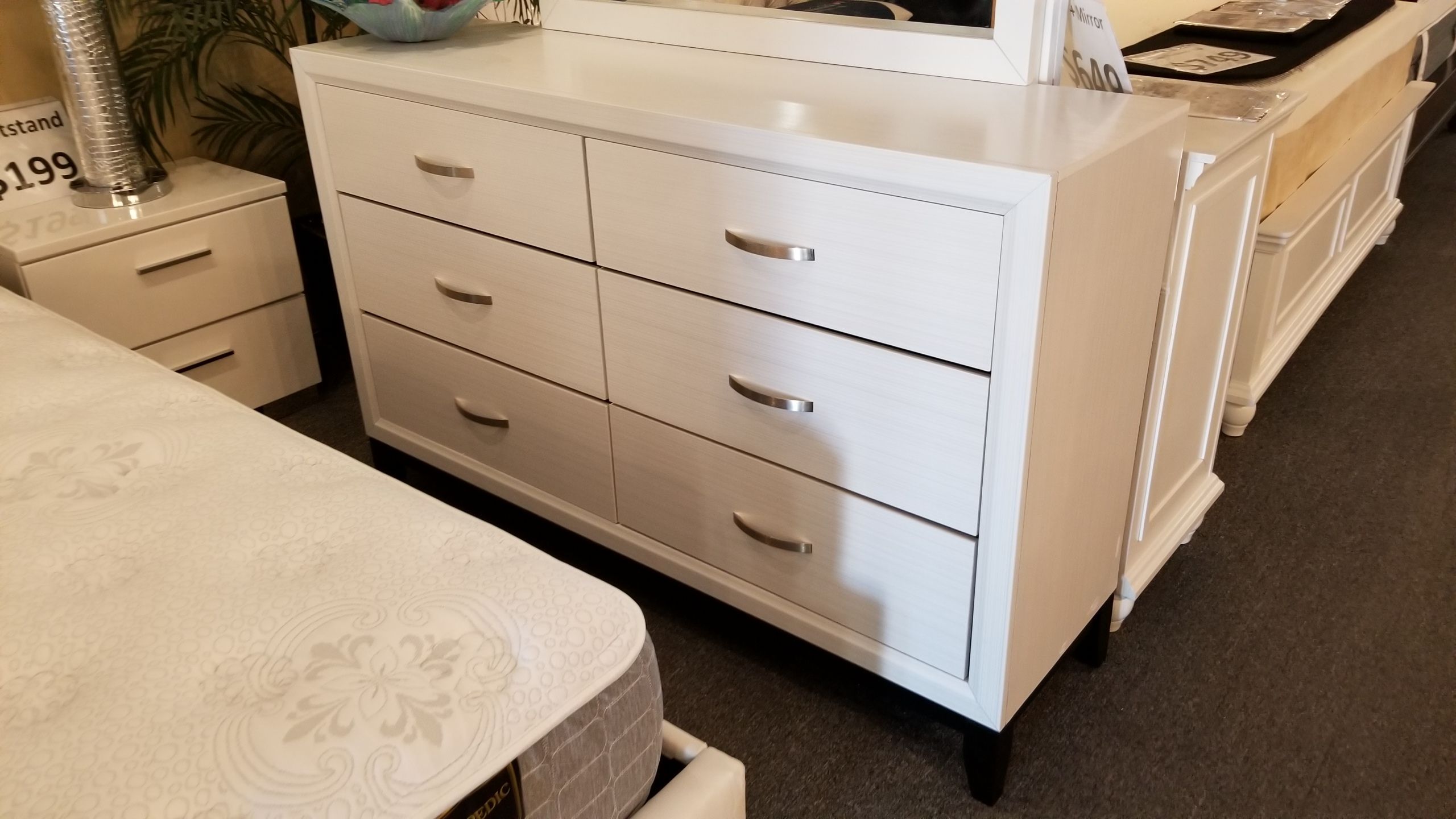 Brand new white or gray dresser with 6 drawers (37.1"h x 58.1"w x 16.4"d)
