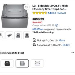 LG - SideKick 1.0 Cu. Ft. High-Efficiency Smart Top Load