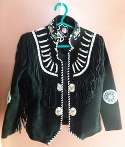 Women's Curvento Genuine Suede Bone & Beaded Fringed Jacket