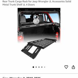 Rear Cargo Rack for Jeep Wrangler JL 2018-2024 2025 Capacity Rear Trunk Cargo Rack for Jeep Wrangler JL Accessories Solid Metal Trunk Shelf JL 4 Doors
