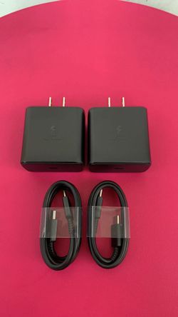 2 Brand New 45Watts Original Samsung Super Fast C-Type To C-Type Chargers