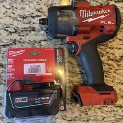 Milwaukee 🔥 Fuel 1/2” HIGH torque M18 Impact Wrench With new 5.0 Battery XC 