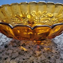  Vintage  Amber Footed Fruit  Bowl