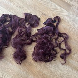 Red hair 7pc extension wavy hair