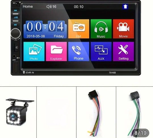 CAMECHO 1pc Double Din EQ Car Stereo 7" LCD Screen Car Radio with Wireless FM, MP5 Player with USB/SD/AUX Input with Mirror Link, Portable Media Playe