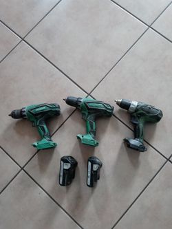 3 Drills and 2 Batteries