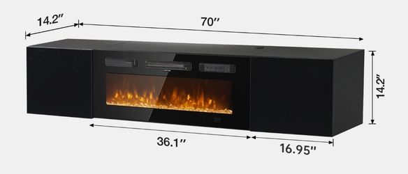 70" Floating TV Stand with 36" Electric Fireplace