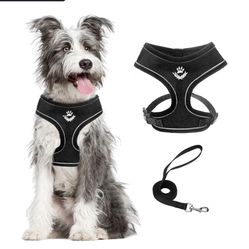 PUPTECK Soft Mesh Dog Harness and Leash Set Pet Puppy Cat Comfort Padded Vest No Pull Harnesses