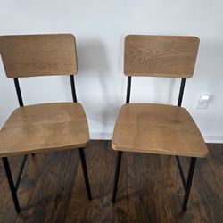2 Wood & Metal Dining Chairs
