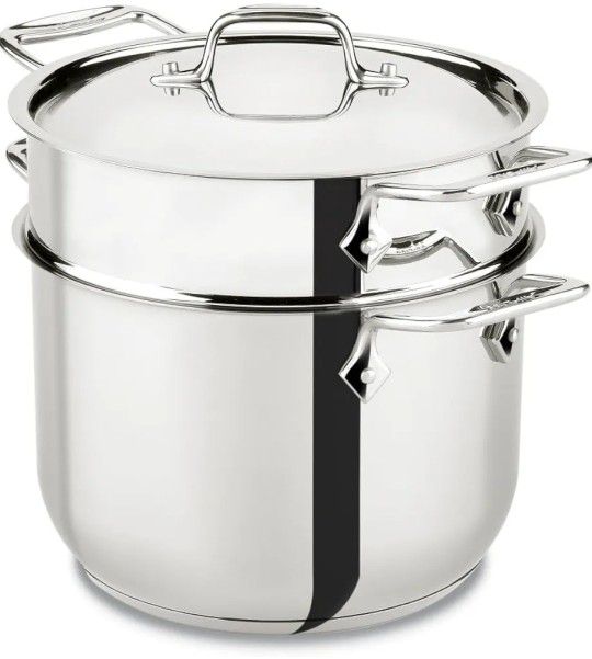 All-Clad Specialty Stainless Steel Stockpot, Multi-Pot with 6-Quart, Silver 