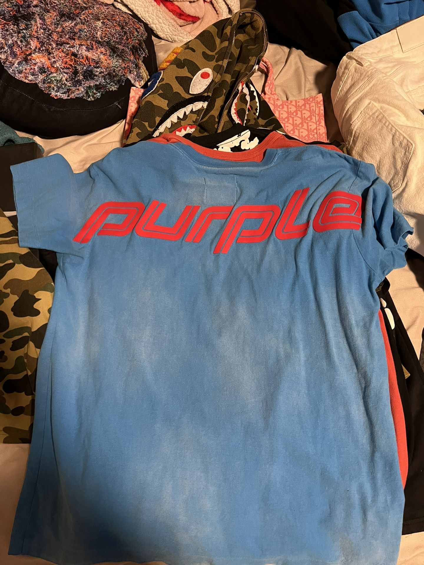 Purple, Off White, Gallery Dept, Tear Denims Shirts