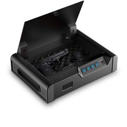 New-Alfuheim Biometric Gun Safe, Smart Pistol Safe with 2 Pistol Capacity, Quick Fingerprint Access Firearm Safety Device and Auto-Open lid, Gun Cabin