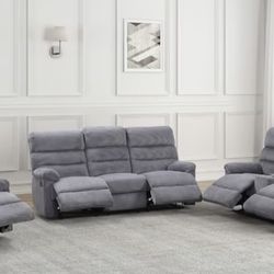 SALE🩶Albert 3PC Charcoal Manual Sofa Set Recliners