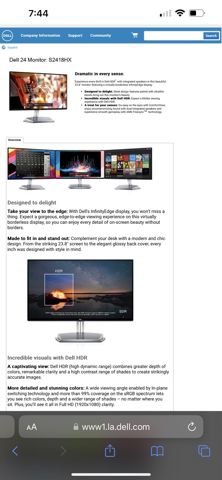 Dell Monitor 24 S2148HX