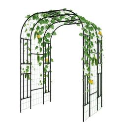 Large Tall 87 in. Garden Metal Arch Trellis for Climbing Plant Outdoor Metal Garden Arbor Wedding Arches for Lawn, Black