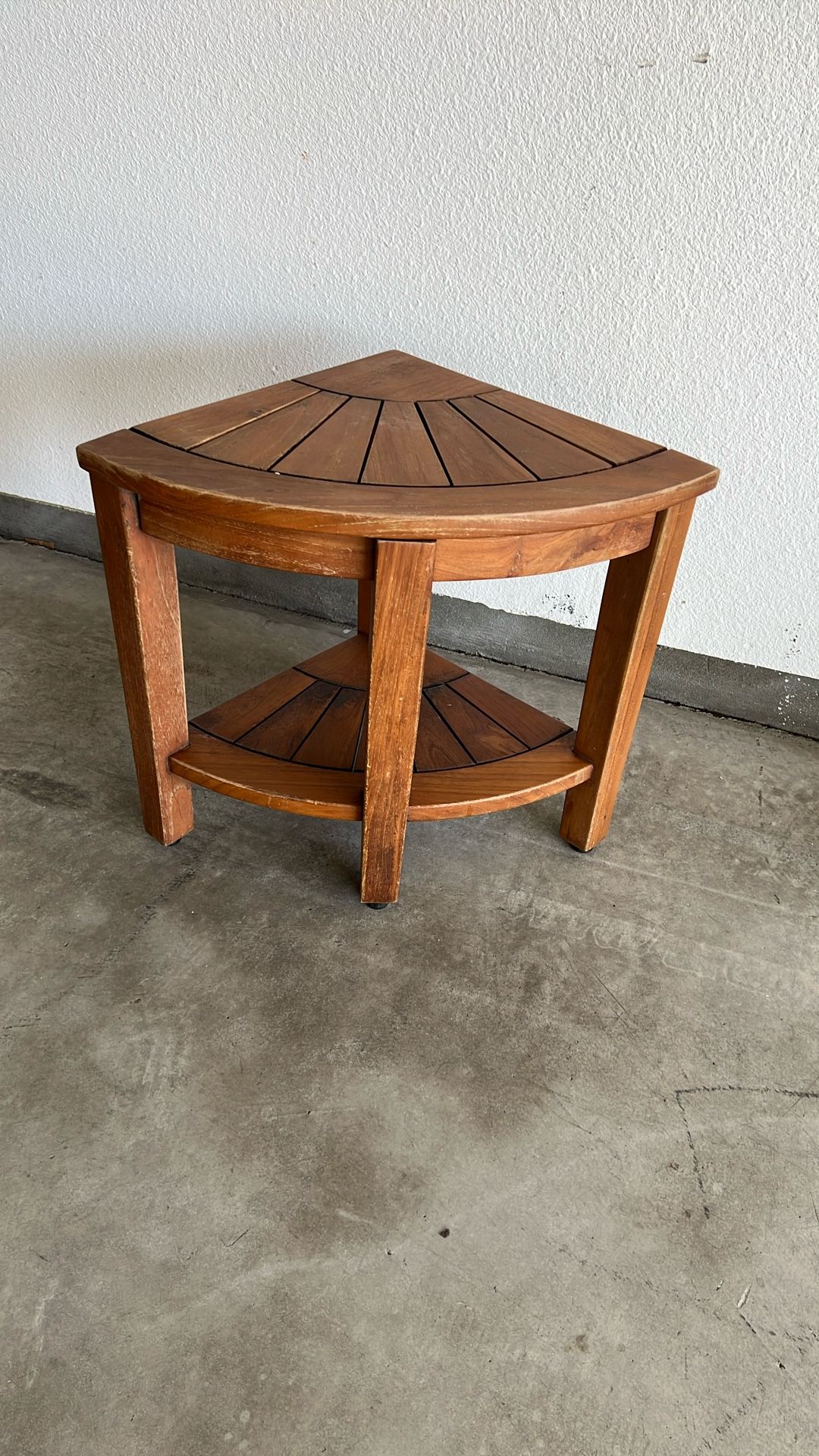 15.5" Wide Kaiâ„¢ Corner Teak Side Table with Shelf