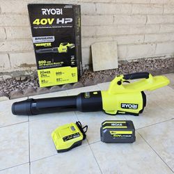 RYOBI 40V HP Brushless Whisper Series Leaf Blower KIT 800CFM
